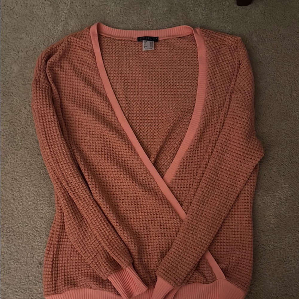 Women's Pink V-Neck Sweater